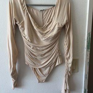 Elegant Beige Long Sleeve Top